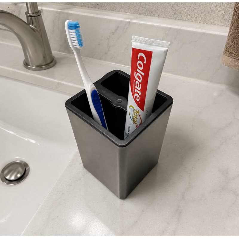 Porta Escova de Dentes Mix Home Preto – Organizador de Banheiro com Divisória Removível Envio Imediato