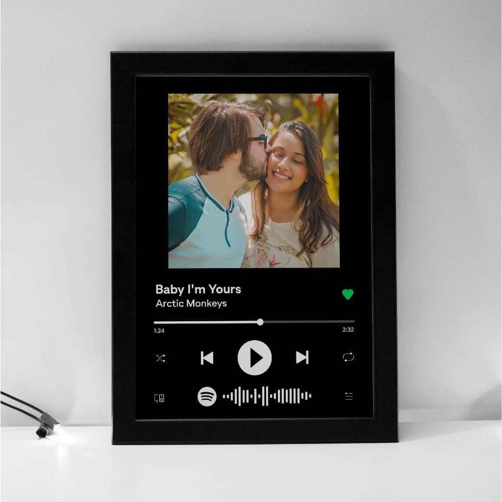 Quadro Spotify com Moldura Personalizado com foto e música