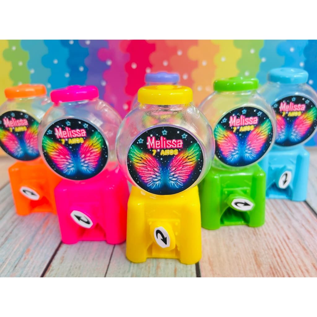 Mini Baleiro Candy Machine Festa Neon Personalizado 10 cm Lembrancinha Infantil balada glow