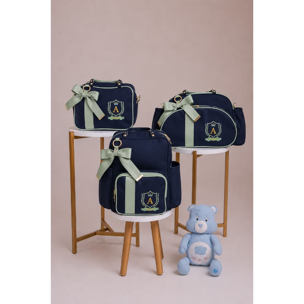 Kit Bolsas Maternidade Luxo Brasão Menino Personalizado