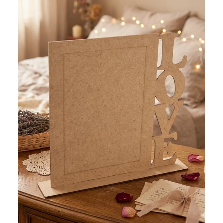 Kit Porta-Retrato Love Vertical em MDF Cru para Colar Fotos – Pronta Entrega"