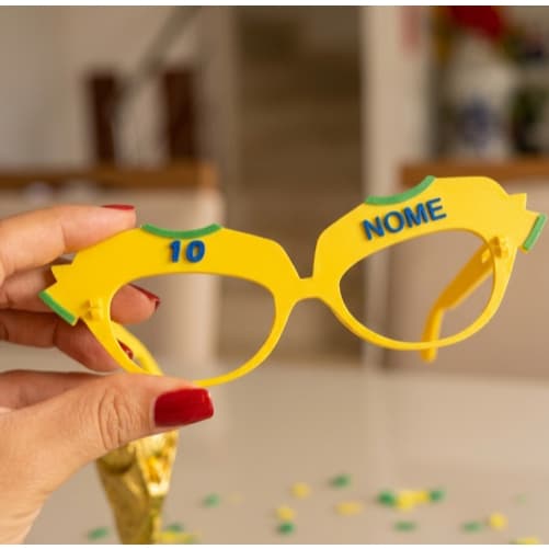 Óculos Copa do Mundo Personalizado com Nome - Acessório Torcedor Brasil Festa Futebol