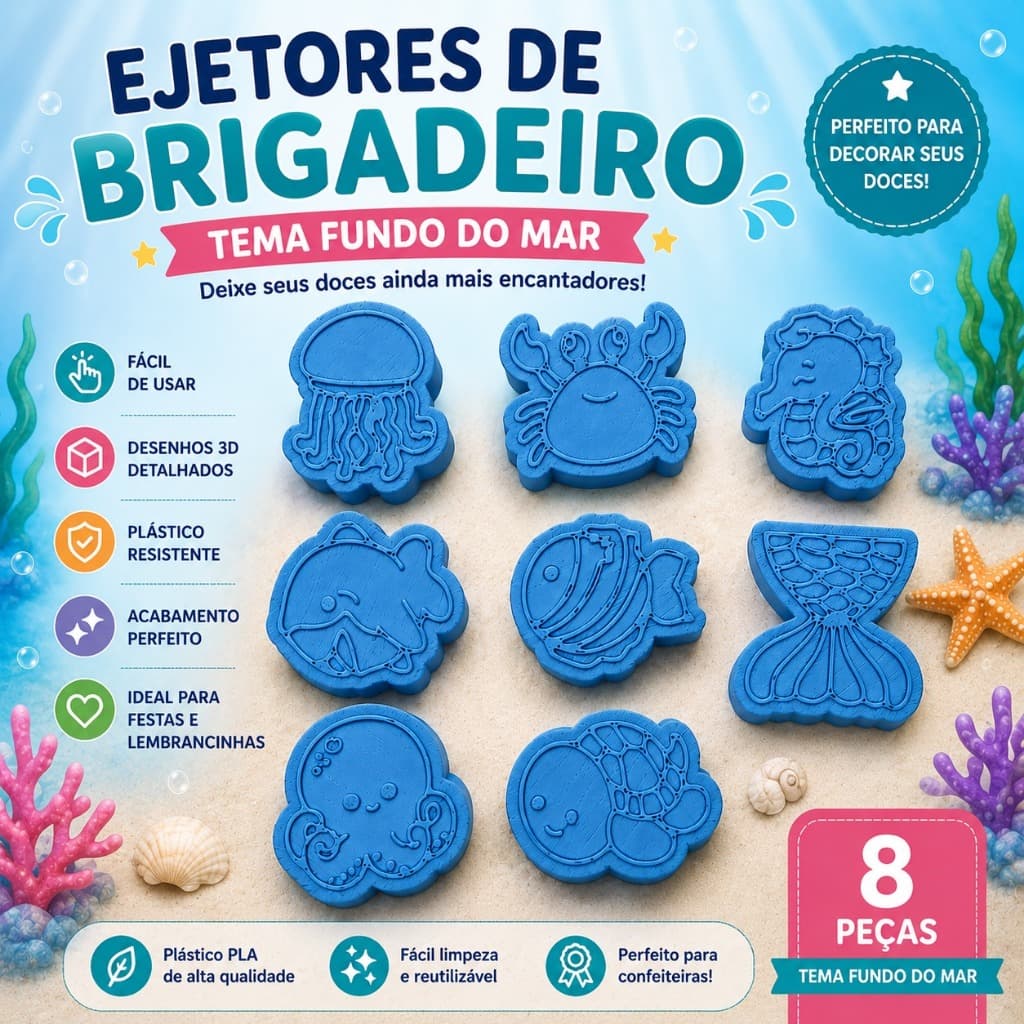 Ejetores de Brigadeiro Tema Fundo do Mar | Festa | Docinhos | Personalizado | Doces | Confeitaria