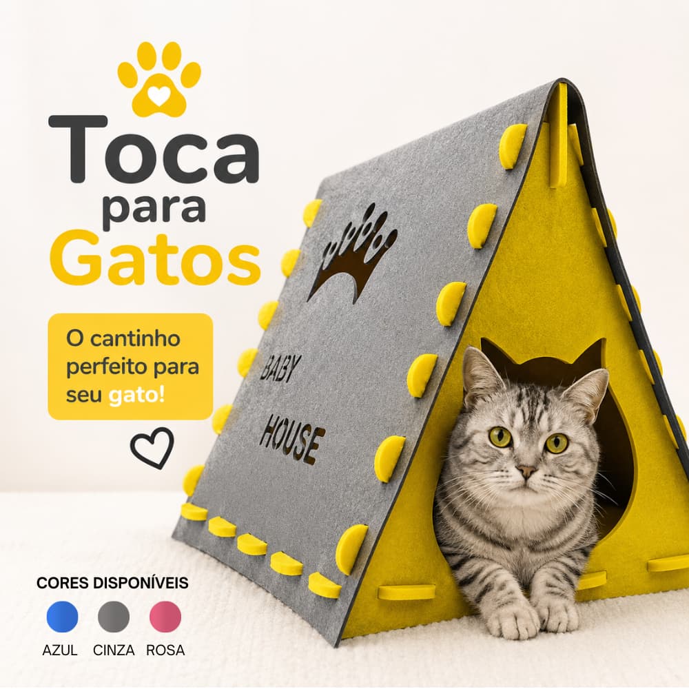 Cama Pet Toca Tenda Gato Cães Casinha + Arranhador Confortavel Premium Dobravel Resistente