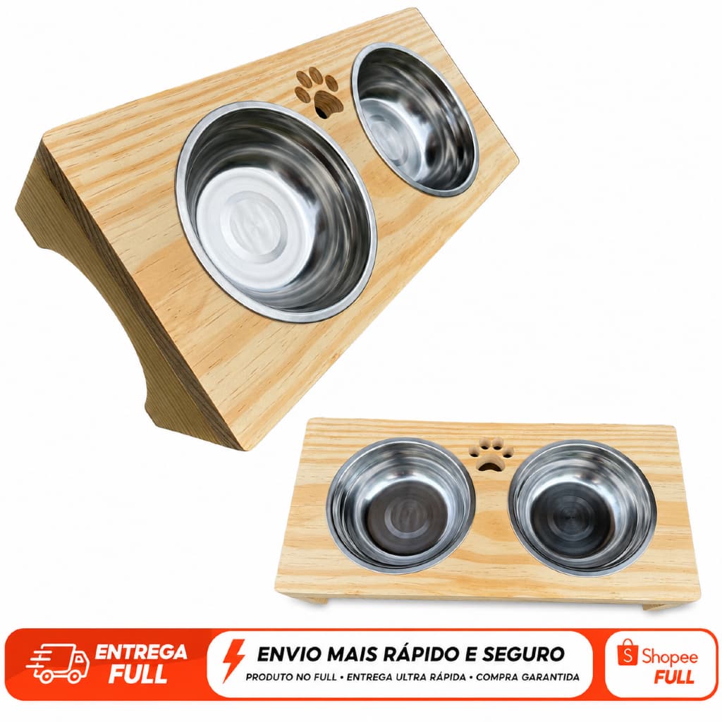Comedouro bebedouro Elevado Cães Cachorros Gatos Pet 2x 500ml