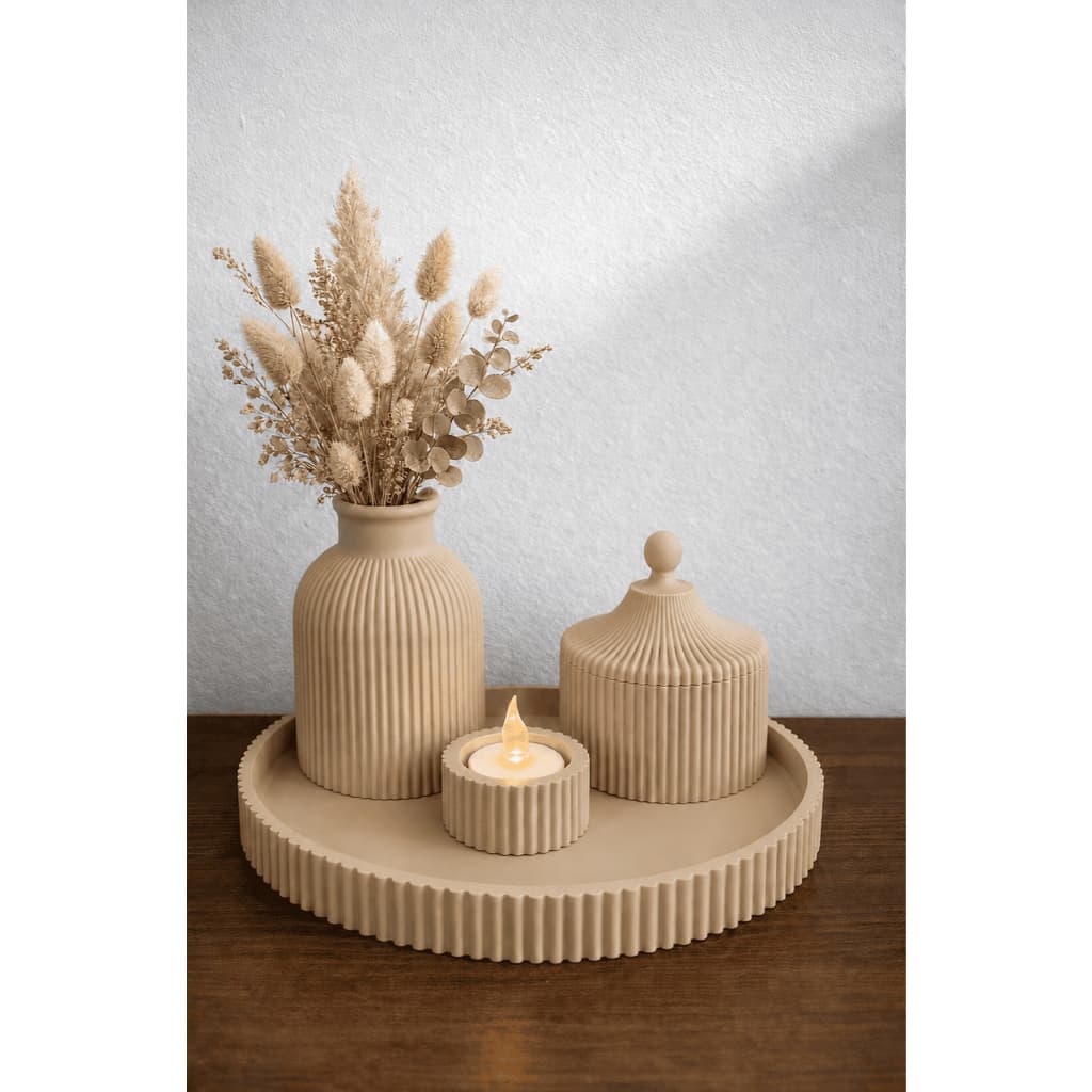 Kit Decorativo/Organizador Minimalista com Bandeja, Vasos e Porta Vela | Envio Rápido | Várias Cores