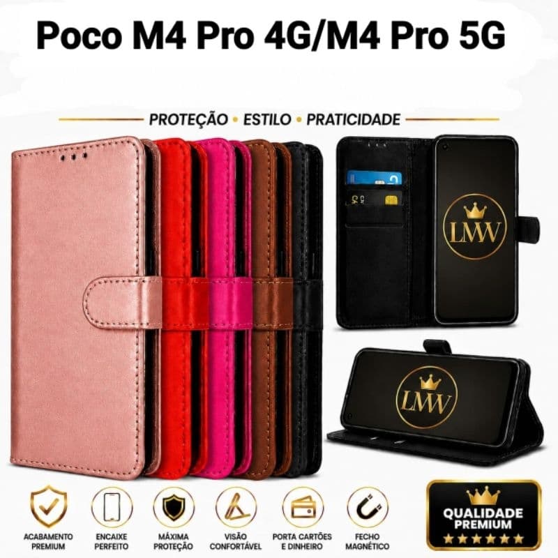 Capa capinha carteira flip cover poco M4 Pro 4G/Poco M4 Pro 5G