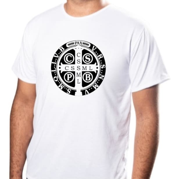 Camiseta São Bento Masculina Premium Proteção, Fé e Estilo | 100% Confortável Estampa Durável