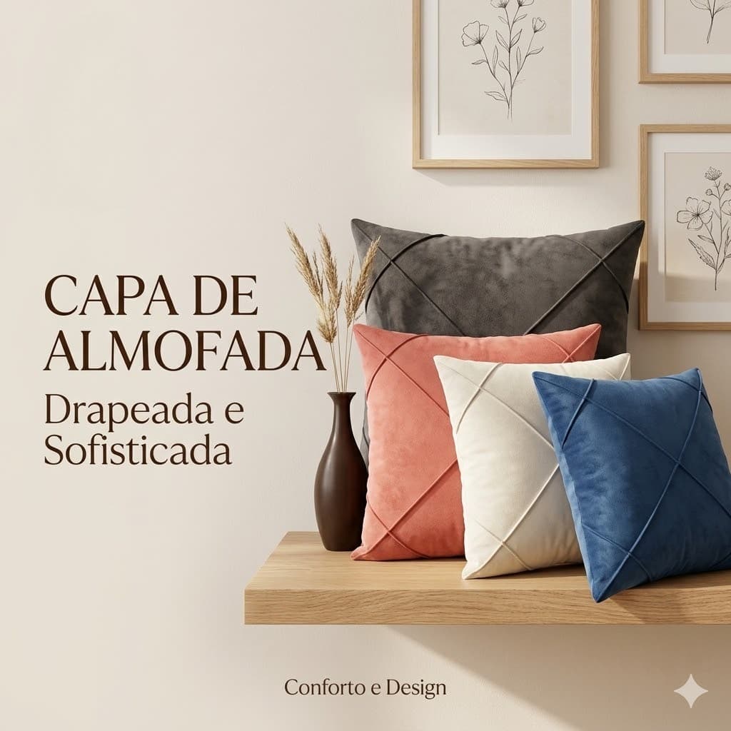Capa Para Almofada Em Suede Com Detalhe Drapeado