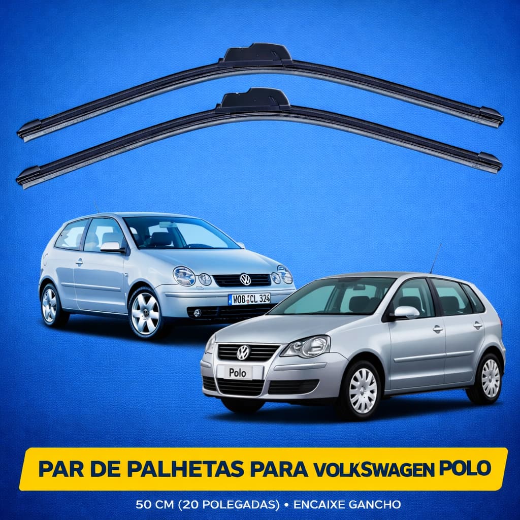 Par Palhetas Limpador Parabrisa VW Polo Dianteiro Encaixe Gancho