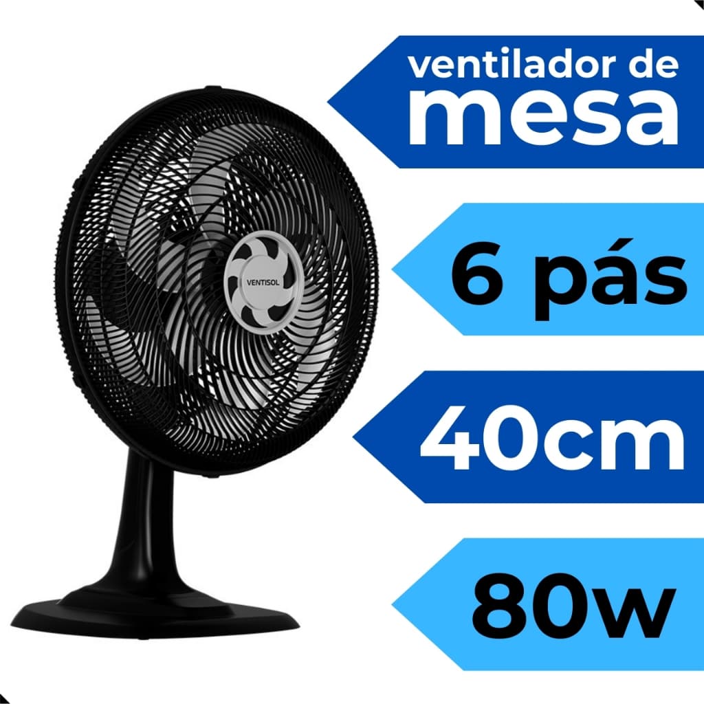 Ventilador De Mesa 40Cm 6Pás Ventisol Turbo Ideal Casa Escritório Mercado 127V/220V