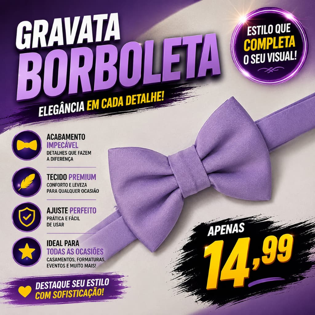 Gravata Borboleta Lilàs Lavanda para Padrinhos e InfantilCasamento, Debutantes, 15 Anos