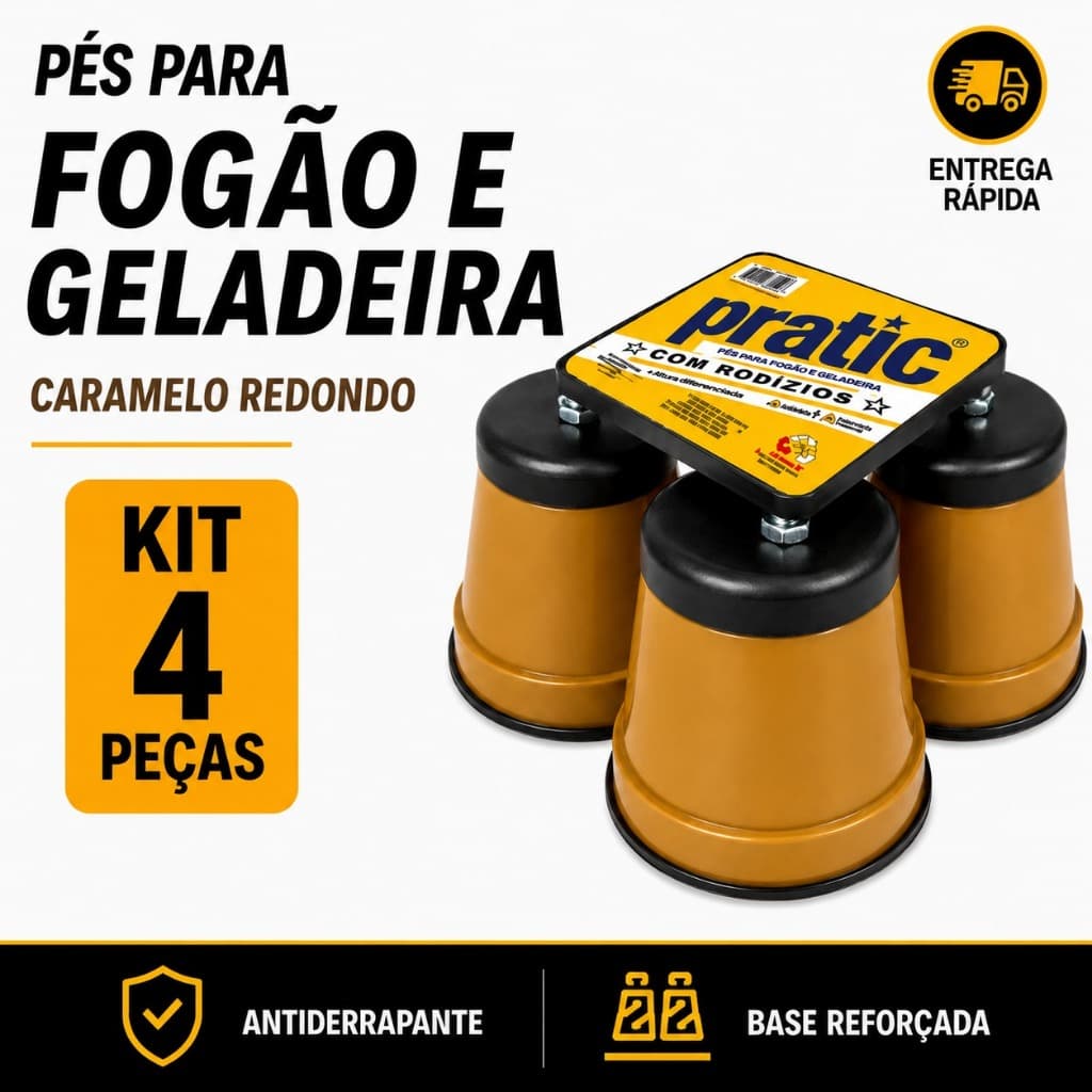 PÉ NIVELADOR FOGÃO E GELADEIRA CARAMELO REDONDO