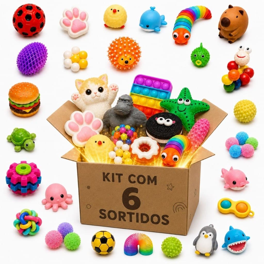 Kit 6 Brinquedos Autista Sensorial Antiestresse Ajuda Relaxa