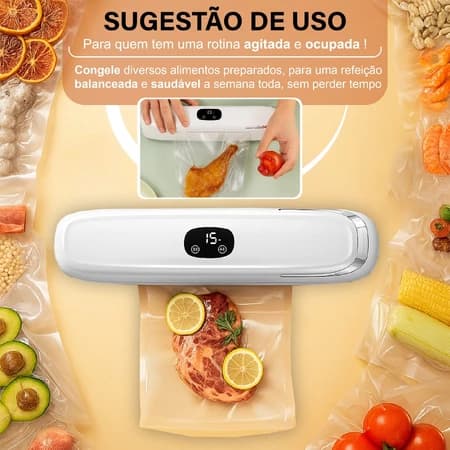 Seladora a Vácuo Alimentos Timer Digital Conserva Frescor Cozinha Portátil