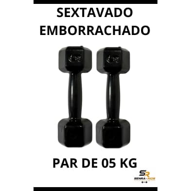 Par Halter Sextavado Emborrachado 05 KG Treino Casa Academia GYM
