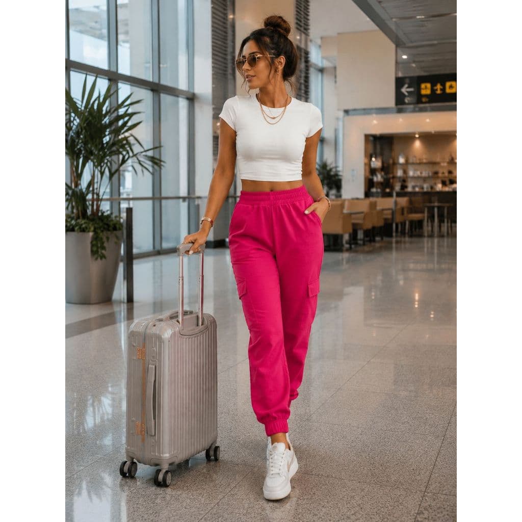 Calça Moletom Feminina Jogger Rosa Confortável Estilosa Versátil Tendência Moderna