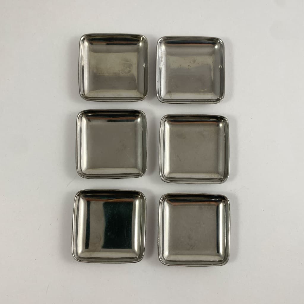 Potinhos individuais aço inox para manteiga ou geléia Radio Inox quadrados – Jogo com 6 peças