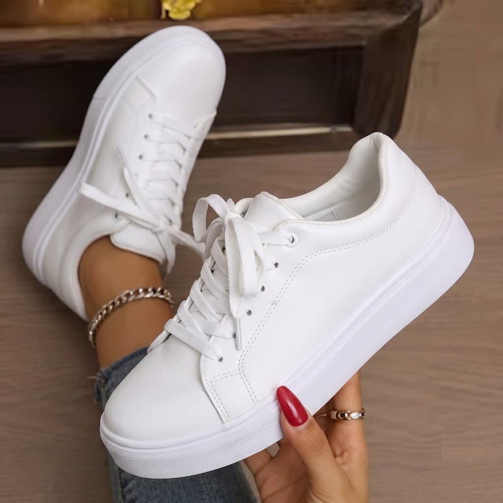 Tenis Branco Feminino Casual Confortavel Combina com tudo