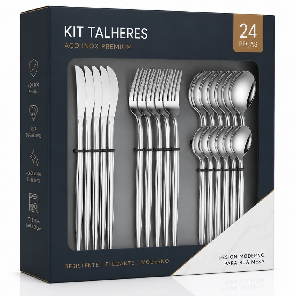 Kit 24 Talheres Inox Completo Mesa Luxo Resistente