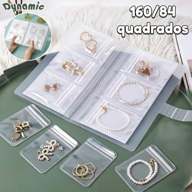 84/160 Grade Transparente Livro De Armazenamento De Jóias Auto Vedação Saco Para Colar Anel Foto Cartão Organizador-DY