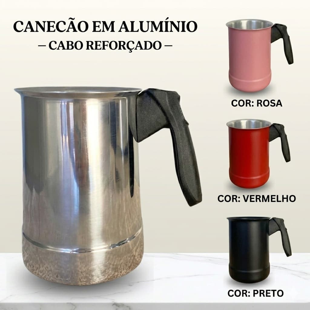 Canecão Leitera De Aluminio Fervedor Café Leite Com Cabo Plástico 1,5 L - Várias Cores