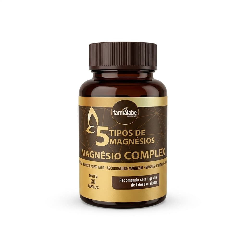 5 Tipos de Magnésio 600MG 30 cápsulas - Magnésio Complex Saúde Muscular e Cognitiva