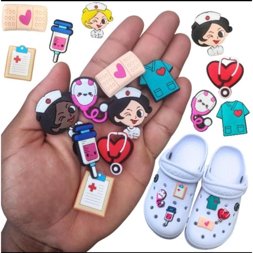 Kit 5 Pins Enfermagem | Bottons para Sandálias e Babuches
