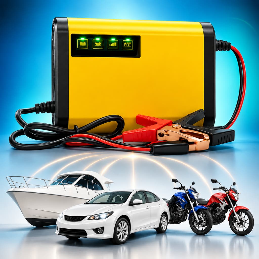 Carregador de Bateria Automotivo 12v Inteligente Display Digital Automático Bivolt Caminhão Carro