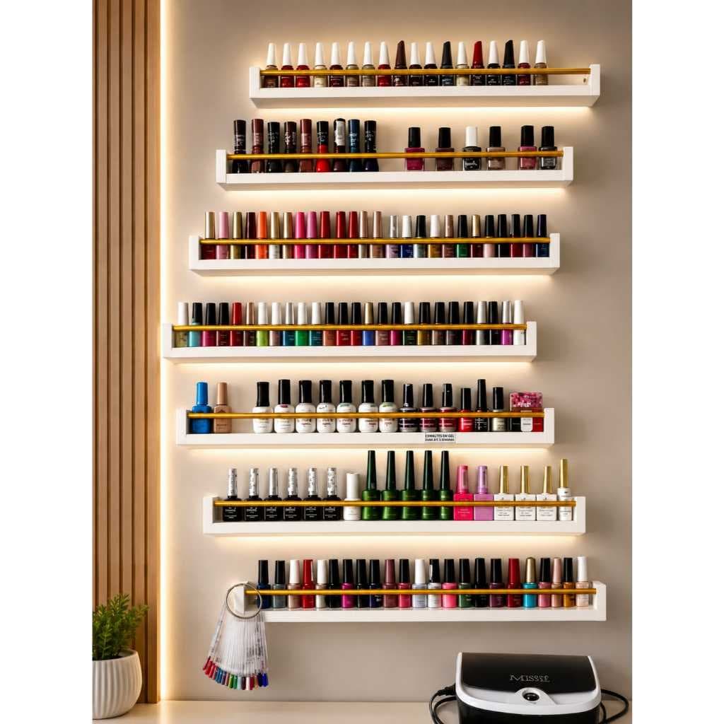 Kit 6 Nichos porta esmalte decorativo - Organizador Moderno de parede