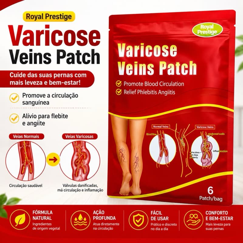 Adesivo Anti Varizes com Extratos Naturais | Alívio Imediato do Inchaço, Dor e Vasos | Pernas Leves e Relaxadas