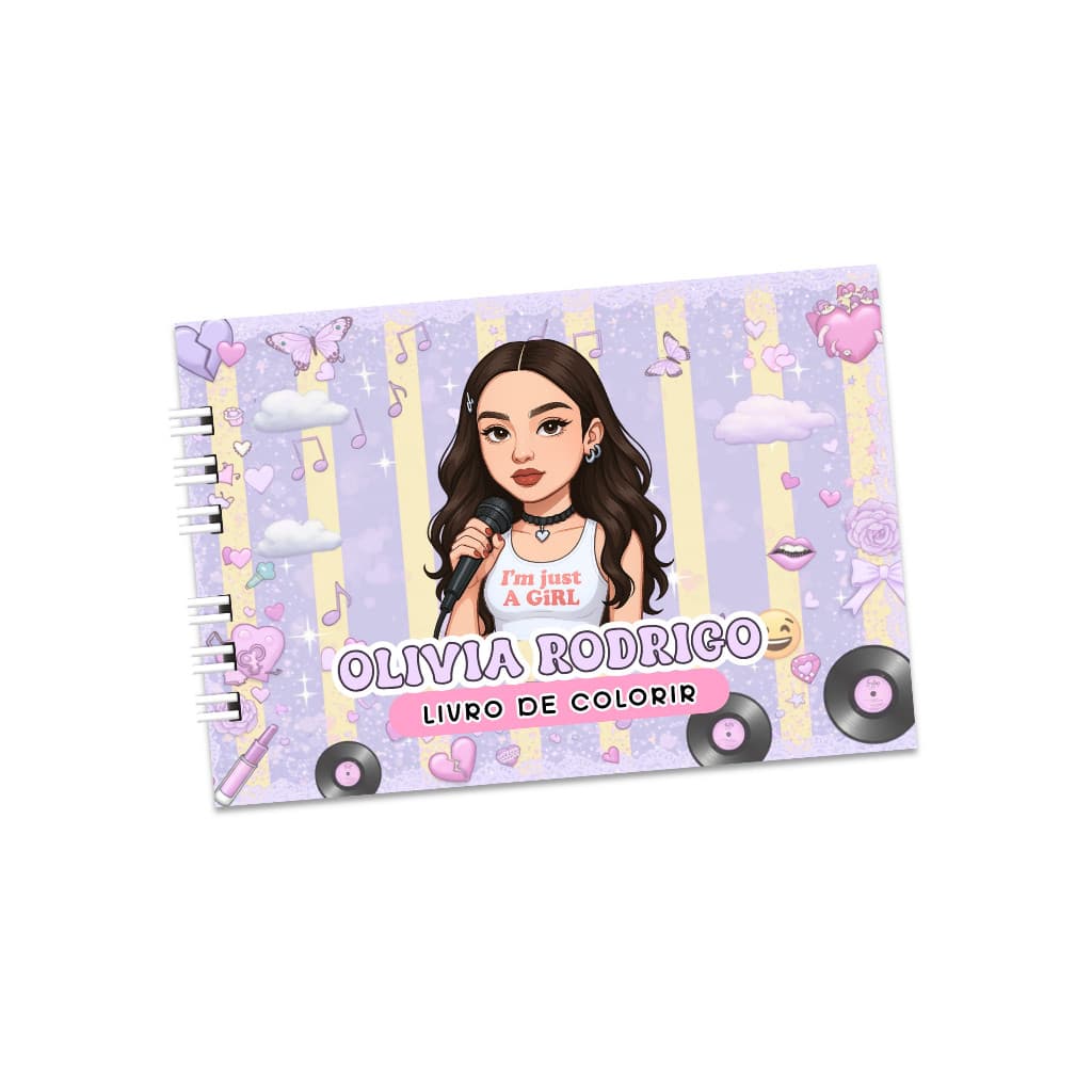 Livro de Colorir 15x21cm Olivia Rodrigo Capa Dura Folha 120g Caderno de Colorir