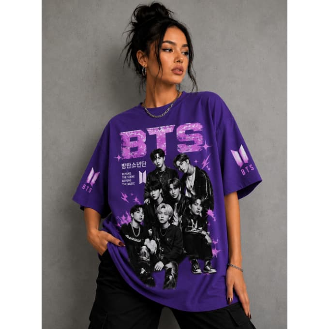 Camiseta Banda BTS  Kpop Estampa Frente Costas Streetwear Premium Unissex Lançamento
