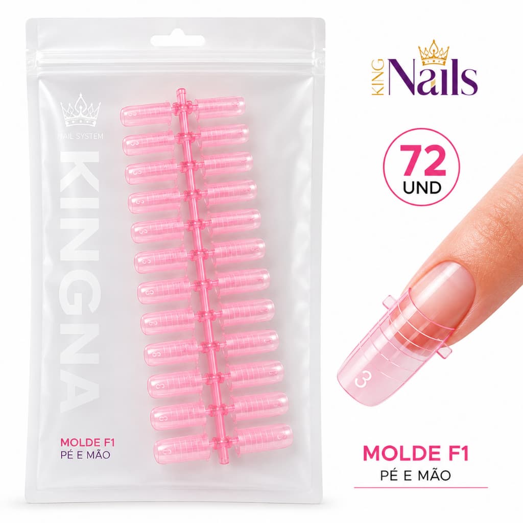 Molde F1 King Nails Pé e Mão 78 Unidades Curvatura Natural - King Nails