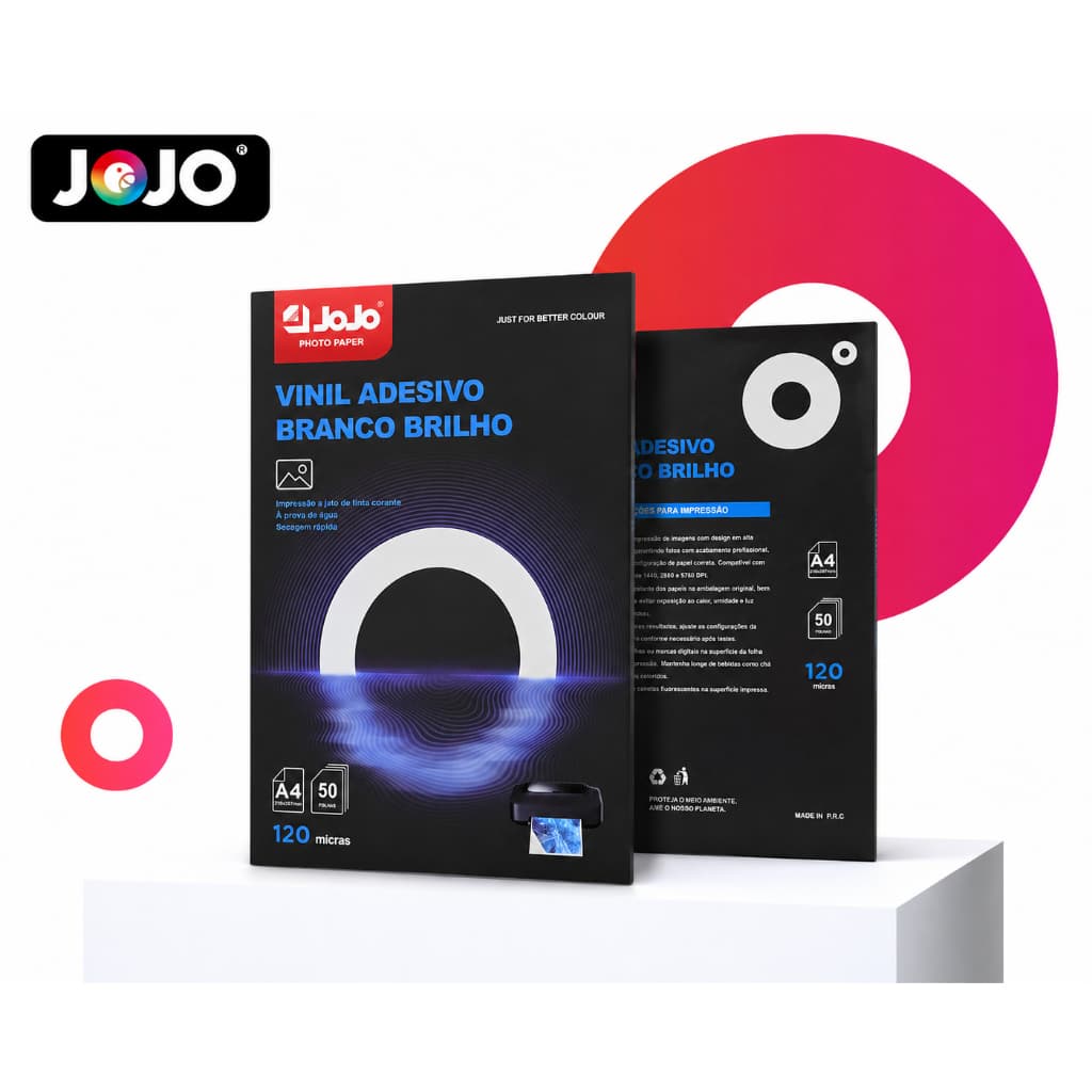 Vinil Branco brilho Adesivo 120g para impressora Jato de Tinta Formato A4 50 folhas a prova dágua