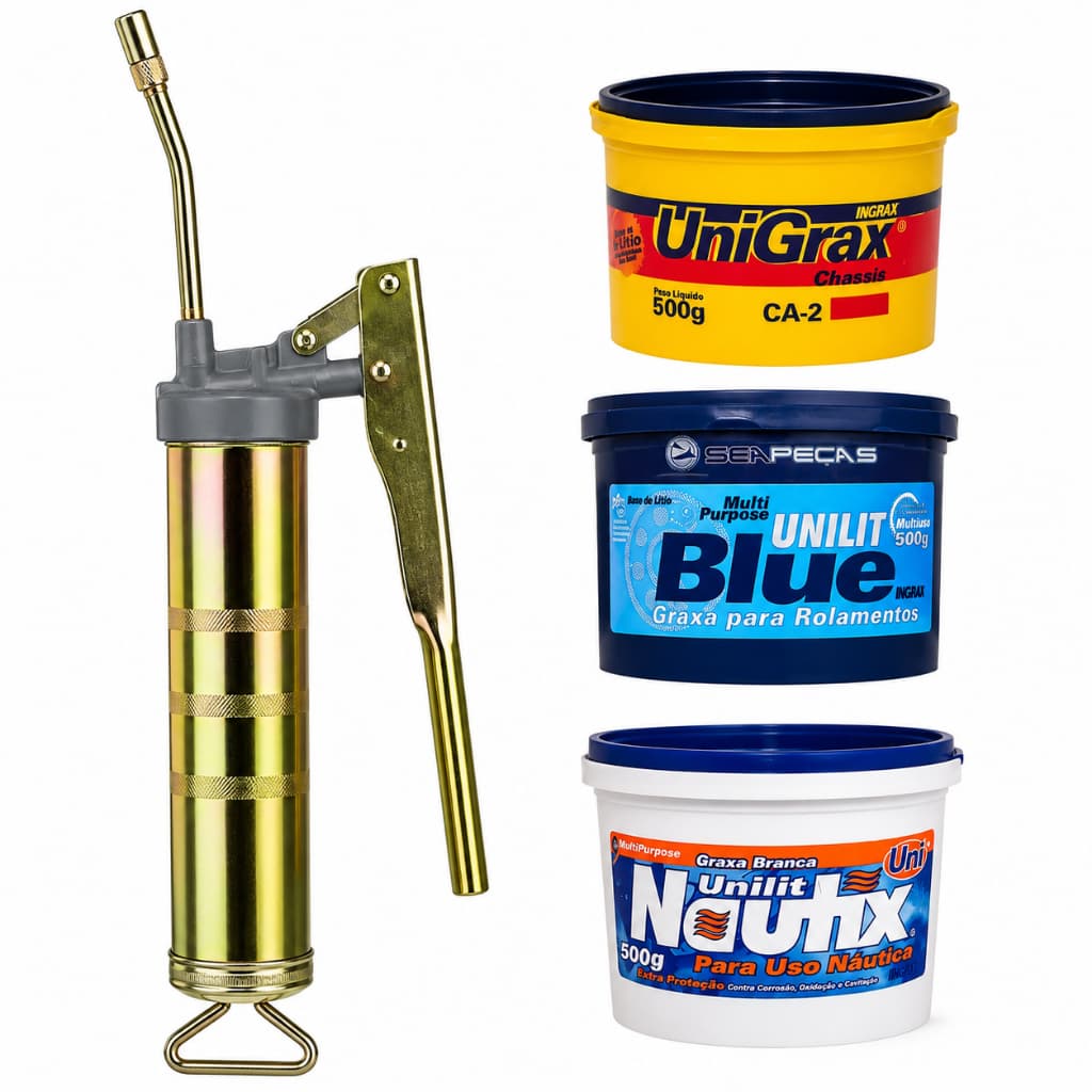 Kit Engraxadeira Manual Bomba De Graxa Graxeira 400g starfer C/graxa
