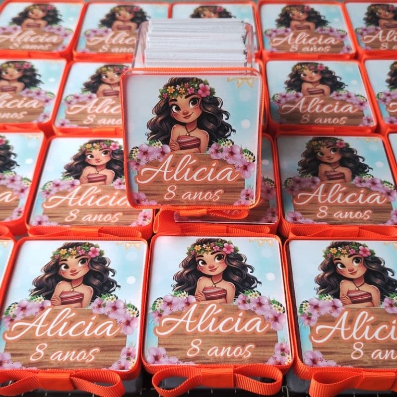Kit Caixinha de Bençãos Para Lembrancinhas de aniversário Tema Moana - Caixinha de Promessas personalizadas -aniversário