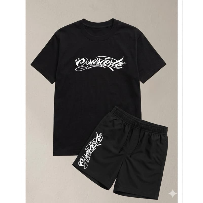KIT  LANÇAMENTO camisa + short bermud Masculina  Osascorte Grau  244 Motoqueiro camiseta Mandrake Favela Moto