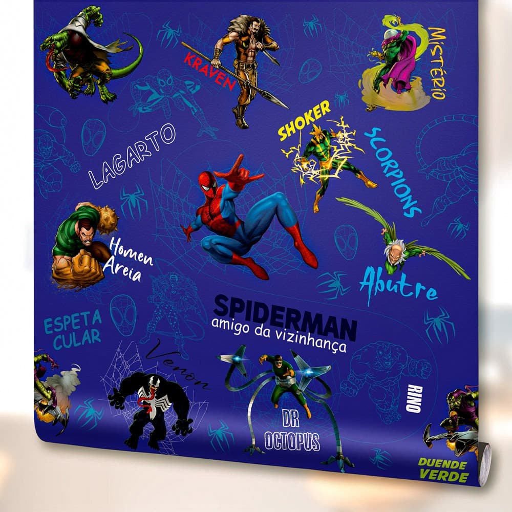 Papel de Parede Decoração Infantil Homem Aranha Quarto Lavável