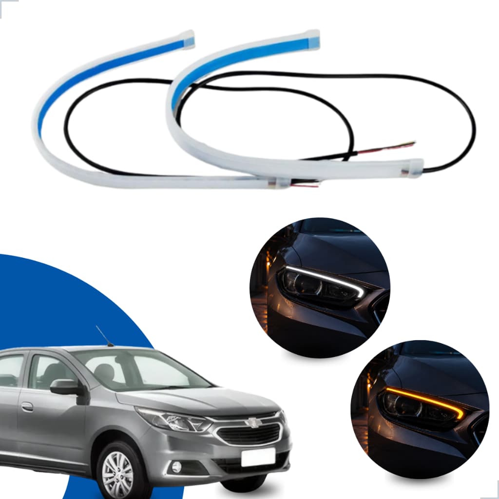 Kit Fitas Led DRL Farol + Seta 12v 45cm Cobalt 2011 2012 2013 2014 2015 2016 2017 2018 2019 2020
