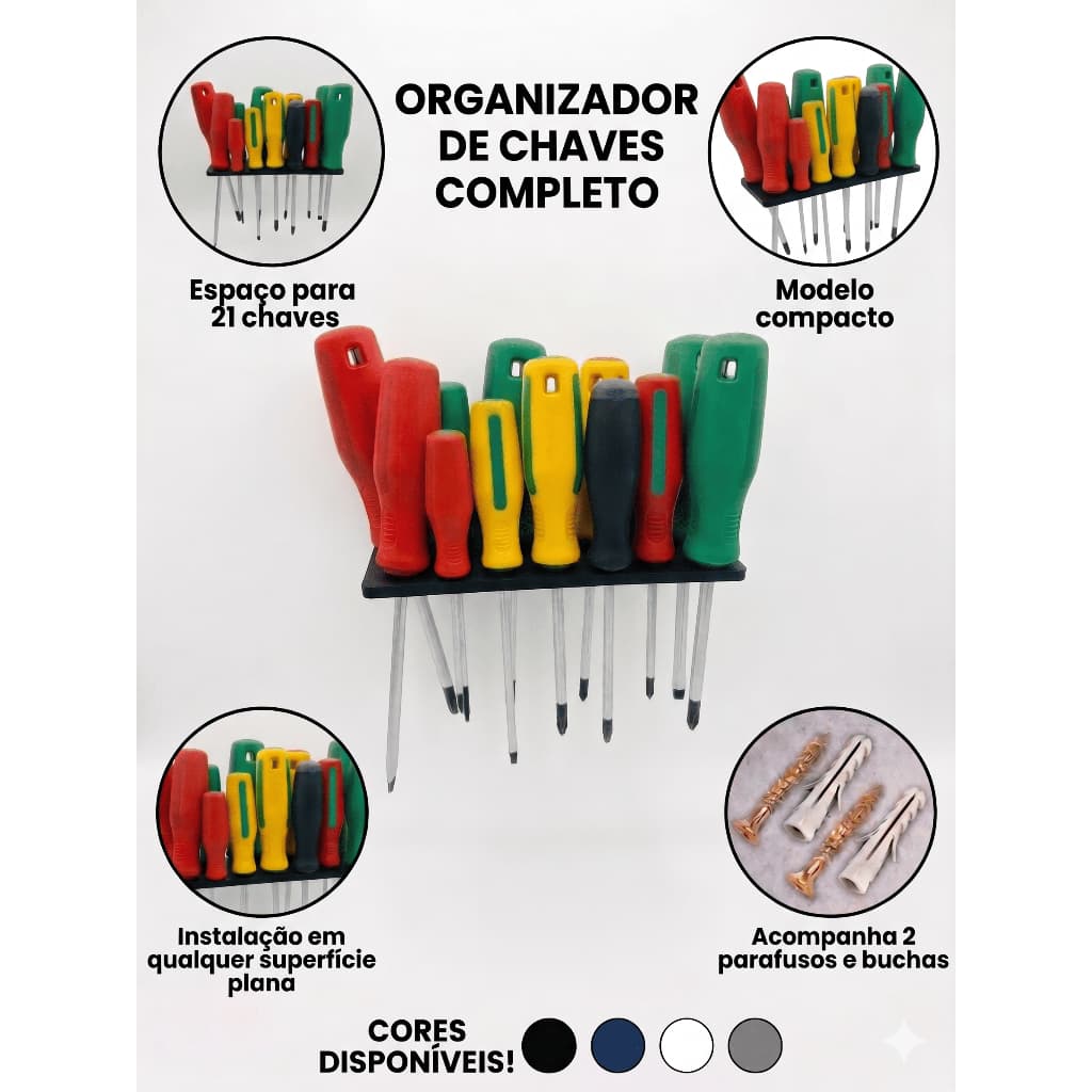 Suporte Para Chaves Fenda Philips Porta Ferramentas Organizador Universal Para 21 Chaves