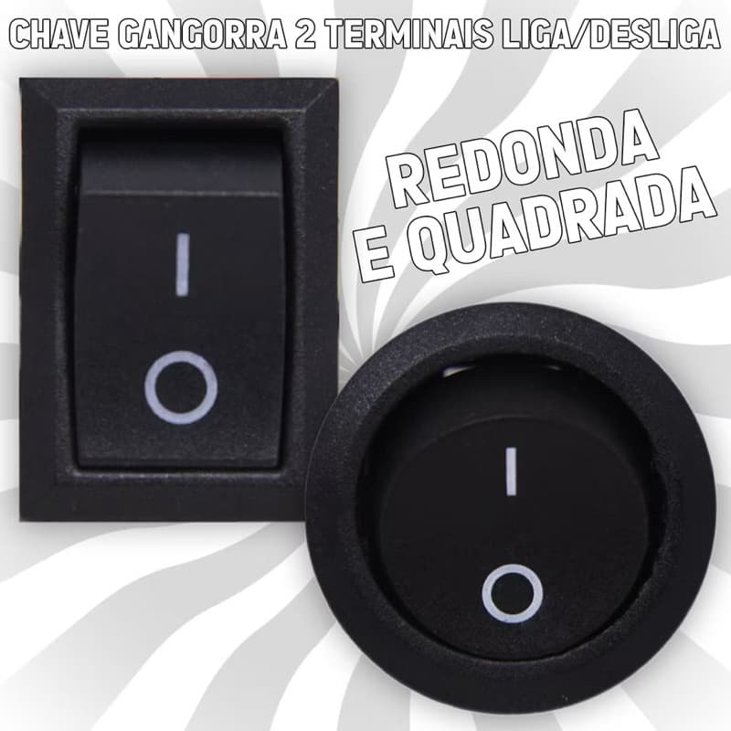 Botão Interruptor Chave Gangorra Para Carro Quadrado/Redondo Liga Desliga On/Off 2 Polos 2 Terminais