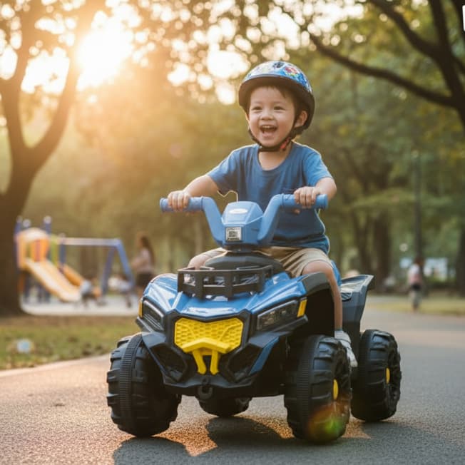 Quadriciclo 6V Infantil Azul – Veículo Elétrico com Luzes, Som, Assento Seguro, INMETRO