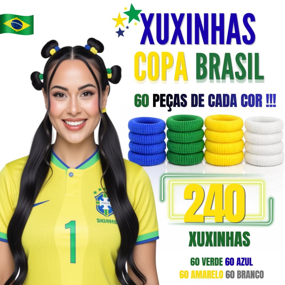 240 Xuxinhas Copa do Mundo Brasil (Azul/Amarelo/Verde/Branco) - 60 peças cada cor