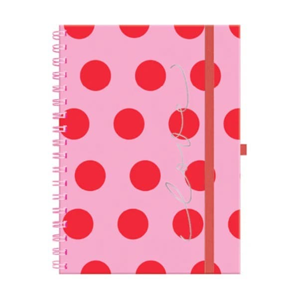Caderno Colegial Argolado - Molin - Pink Poá - Capa Dura - 80 Folhas