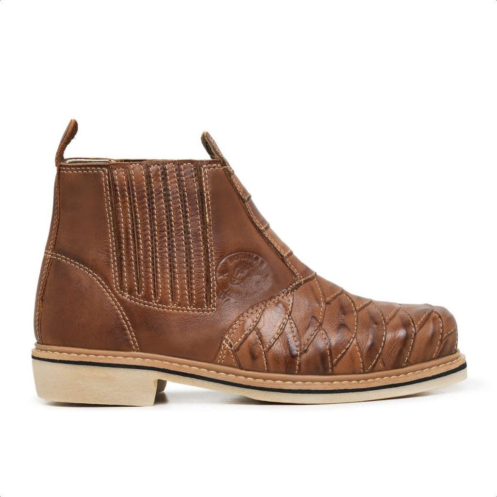 Botina Escamada Bota Texana Masculina Couro Bovino Country