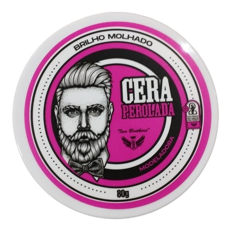 1 Cera Pomada Perolada Barber Shop 80g Para Modelar E Fixar Cabelo Two Brothers Profissional