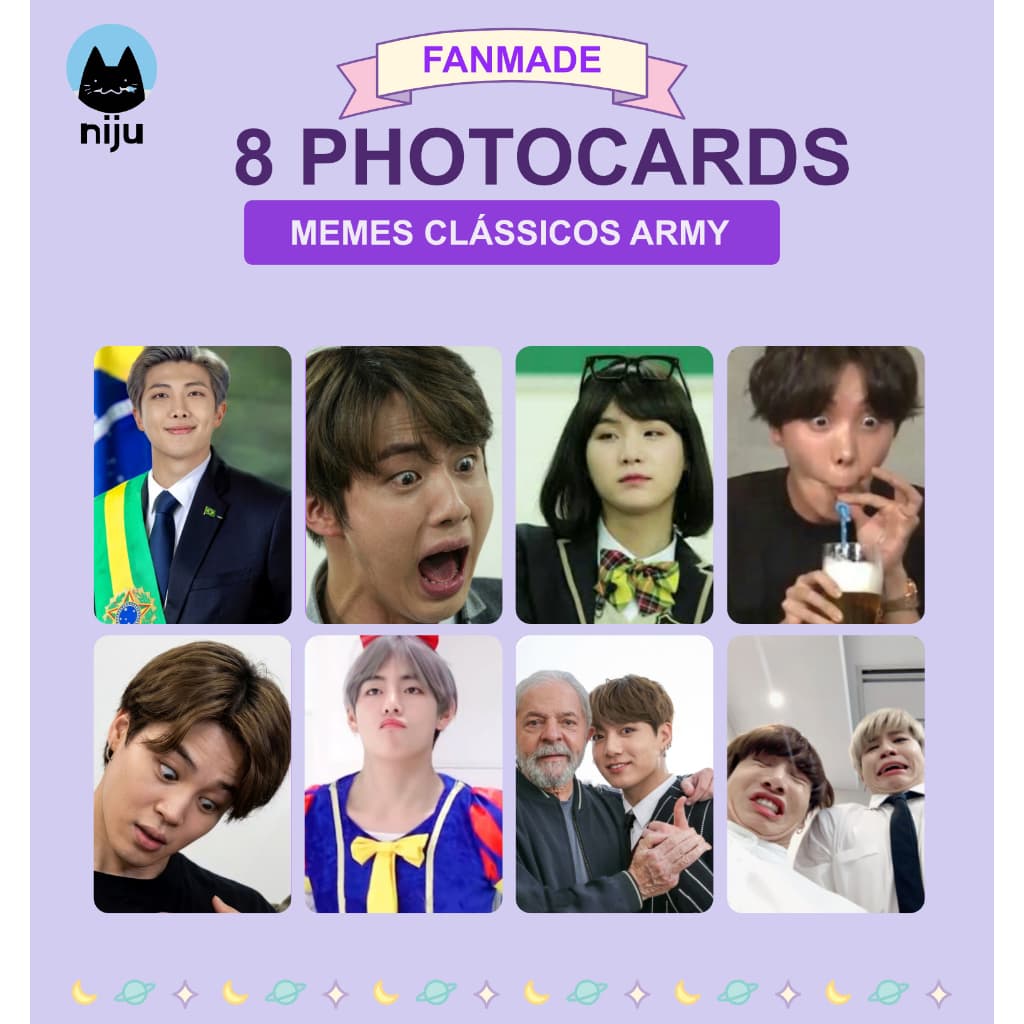 Photocards BTS MEMES CLÁSSICOS ARMY | FANMADE |  -  kit com 8 unidades