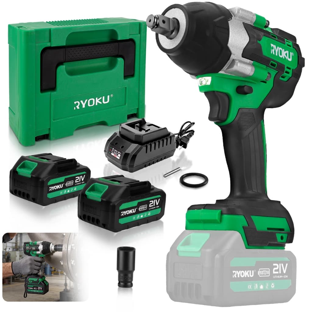 Chave De Impacto 700 Nm Brushless 2 Baterias 21v RYOKU Com Maleta portátil