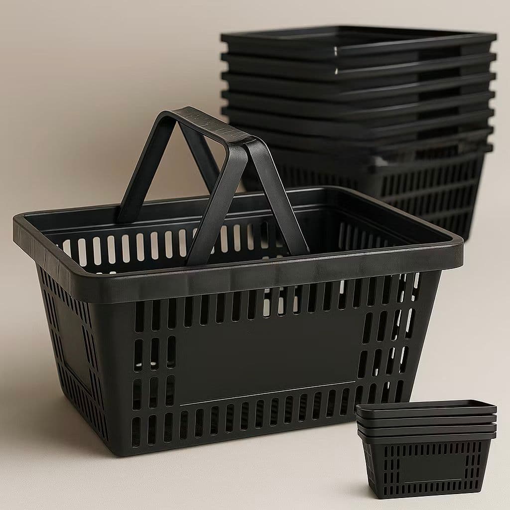 5 / 10 Cestas Cestinha Plastica Preta Reforçada Supermercado Mercado 16 Litros